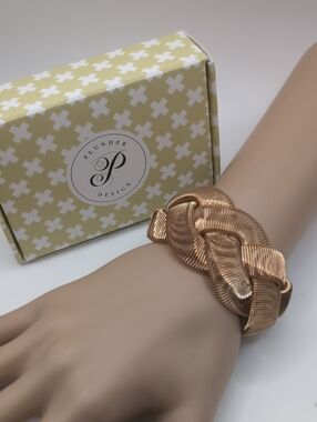 Plunder Gold Braided Slinky Stretch Bracelet "Sophie" New In Box